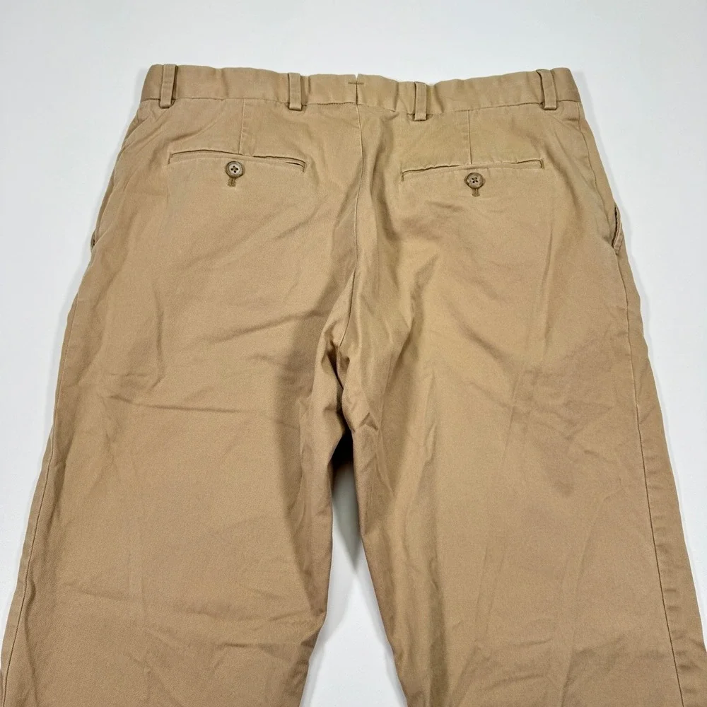 Polo Ralph Lauren Mens 34x32 Tan Stretch Chino Pants Flat Front Cuffed Hem